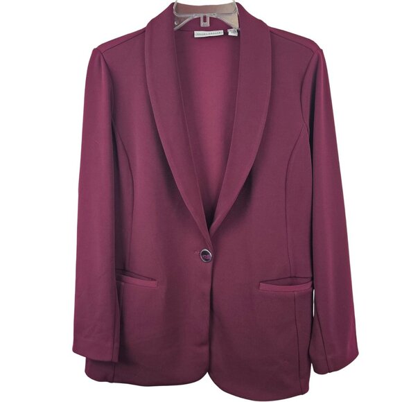 Womens Business Office Formal Classy Minimalist Chic Blazer Cranberry Wine S Pet - Picture 1 of 13